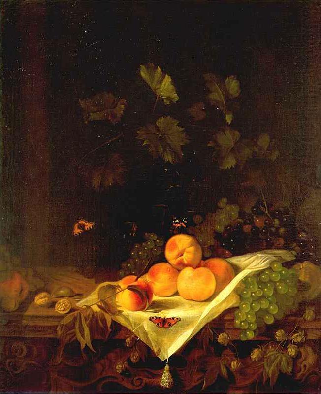 Still-life with Peaches and Grapes, CALRAET, Abraham van